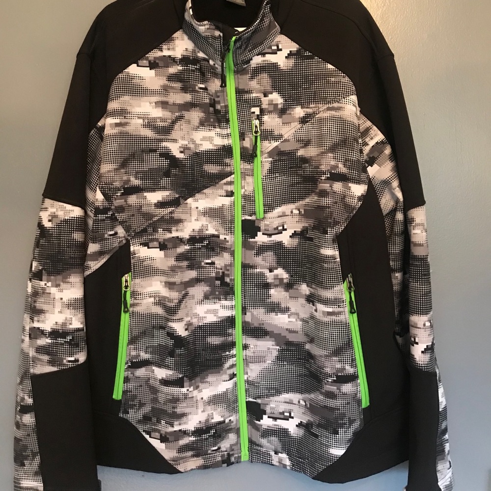 Men’s size 2X RBX Black & Green & White Jacket Coat XXL by Reebox EUC zip up